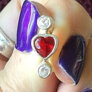 Sterling Heart Belly Ring w/CZs